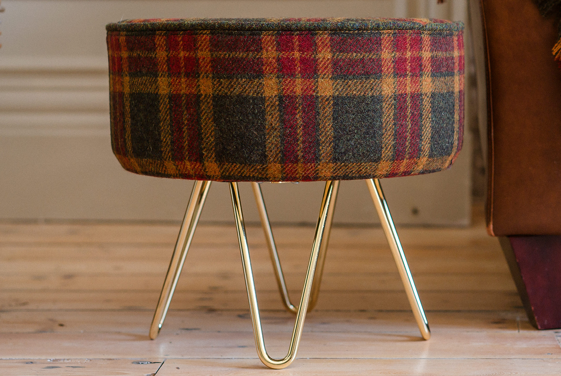 William & Irene New: Bespoke Harris Tweed® Footstools