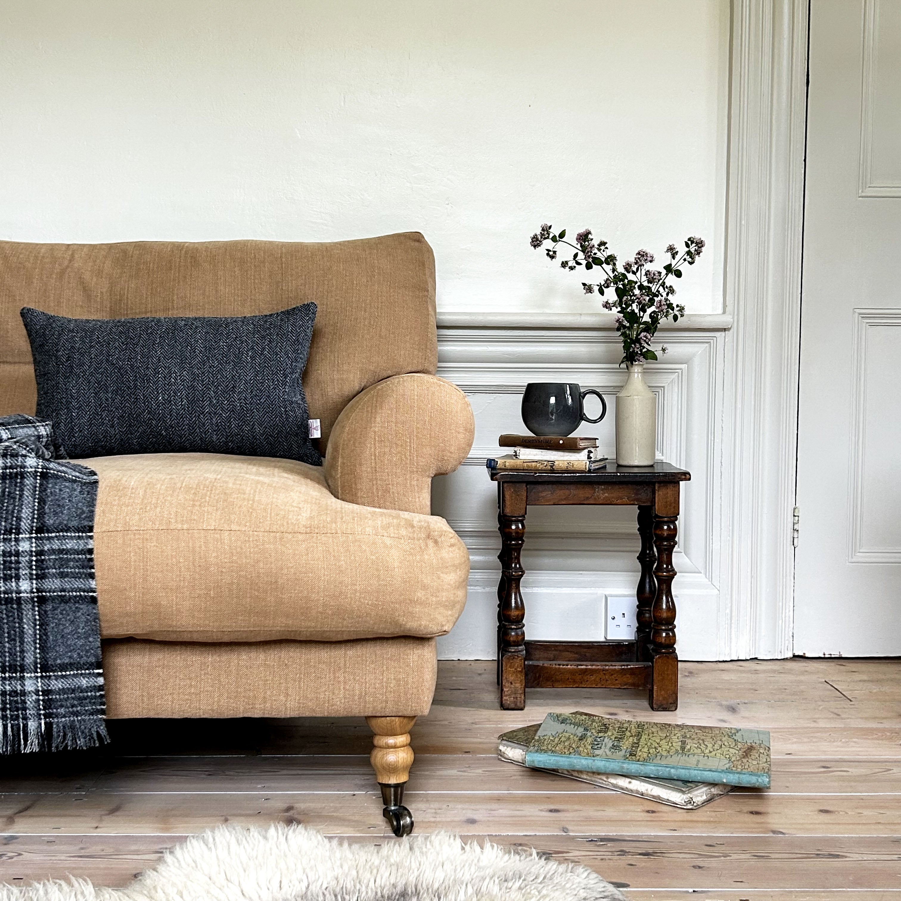 Charcoal Herringbone Lumbar Cushion