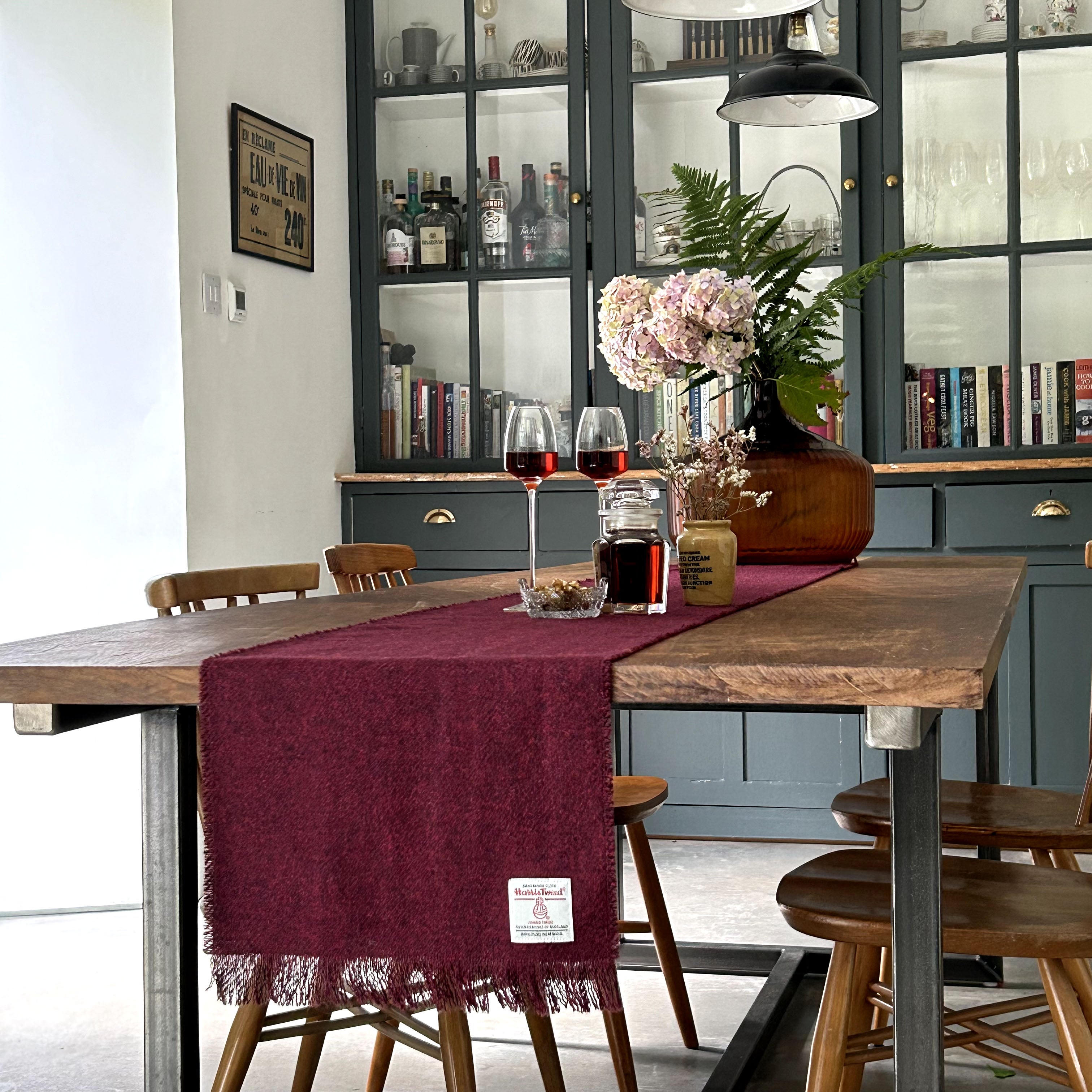 Harris Tweed Claret Table Runner William & Irene