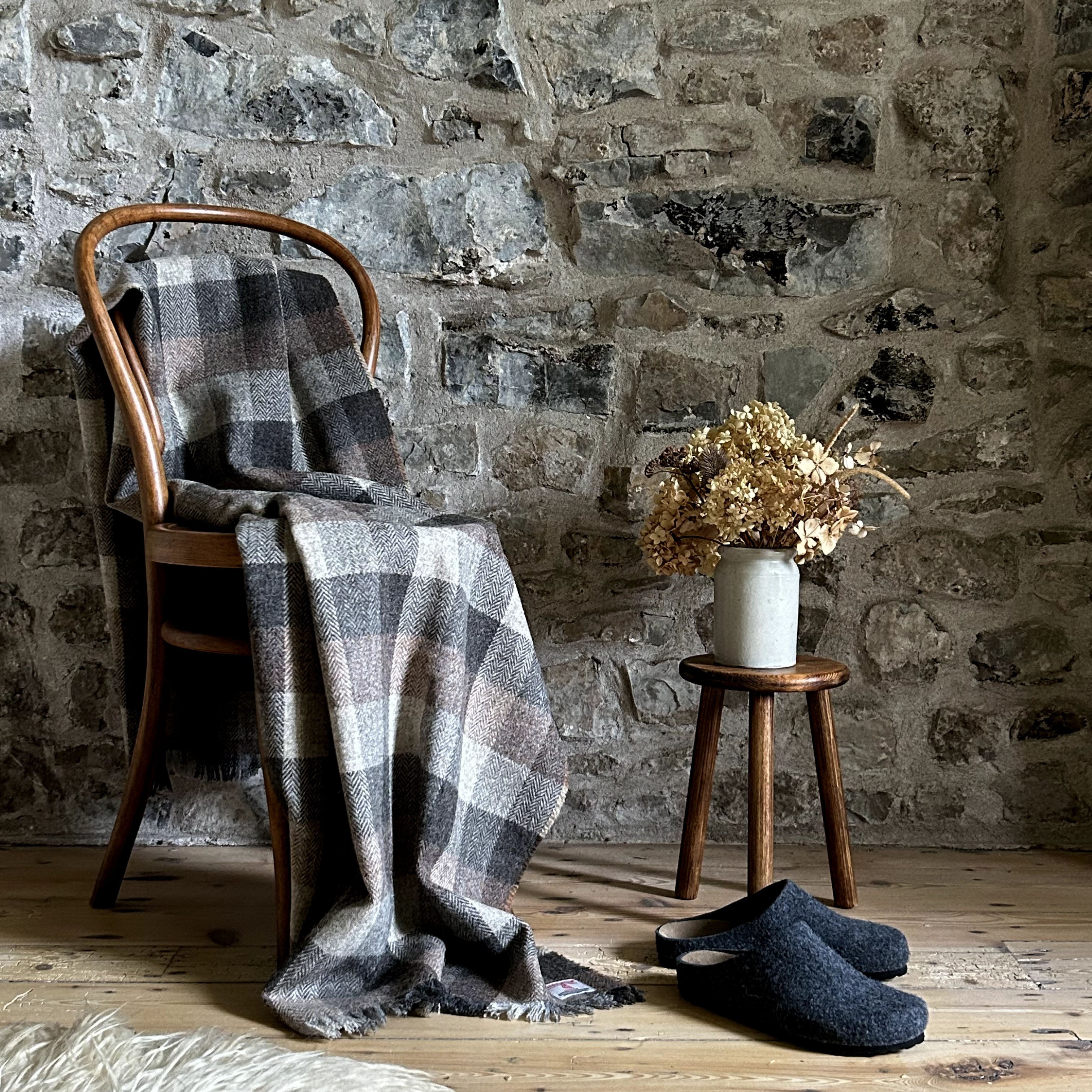 William & Irene Harris Tweed Tarbert Herringbone Wrap Blanket