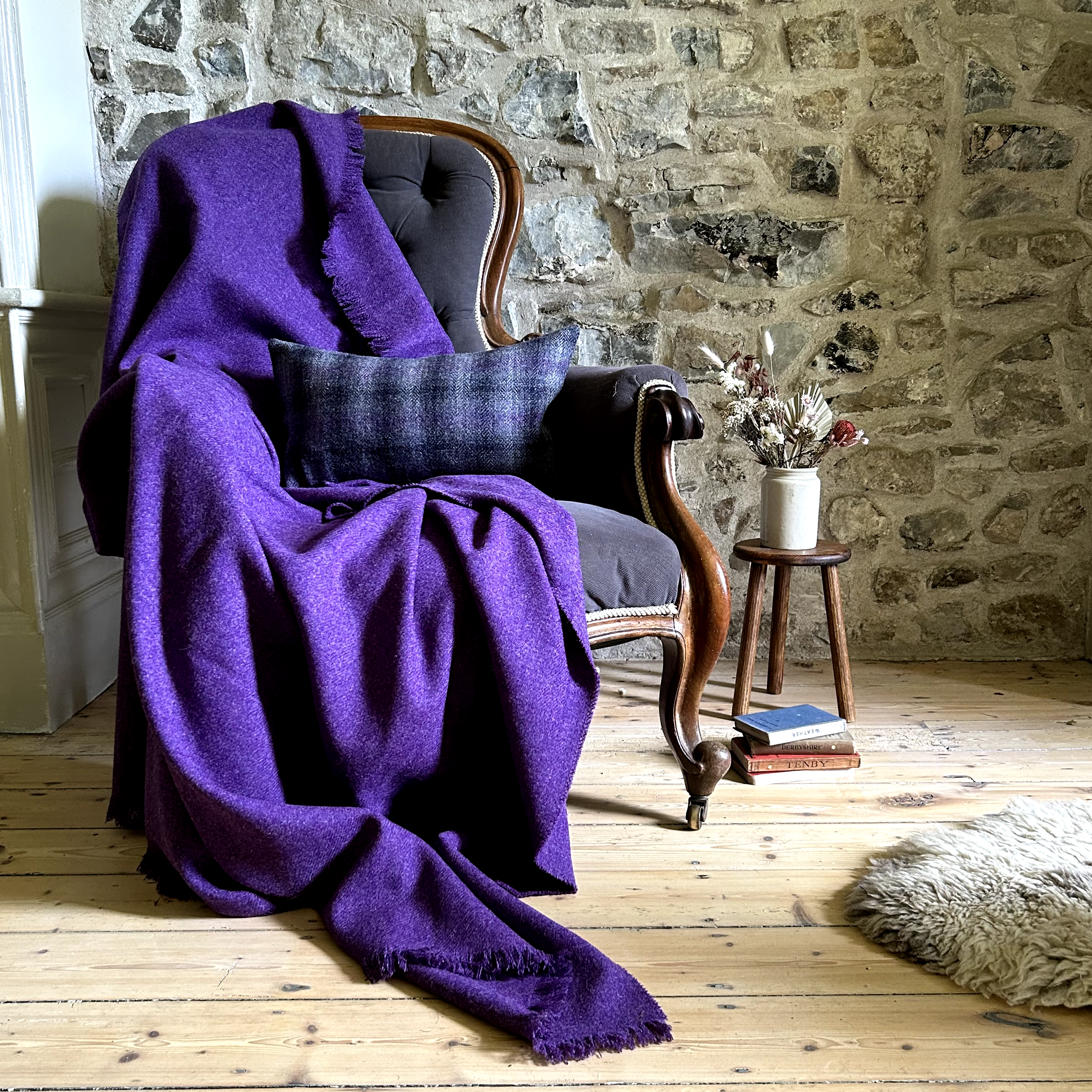 William & Irene Harris Tweed Thistle Throw Blanket