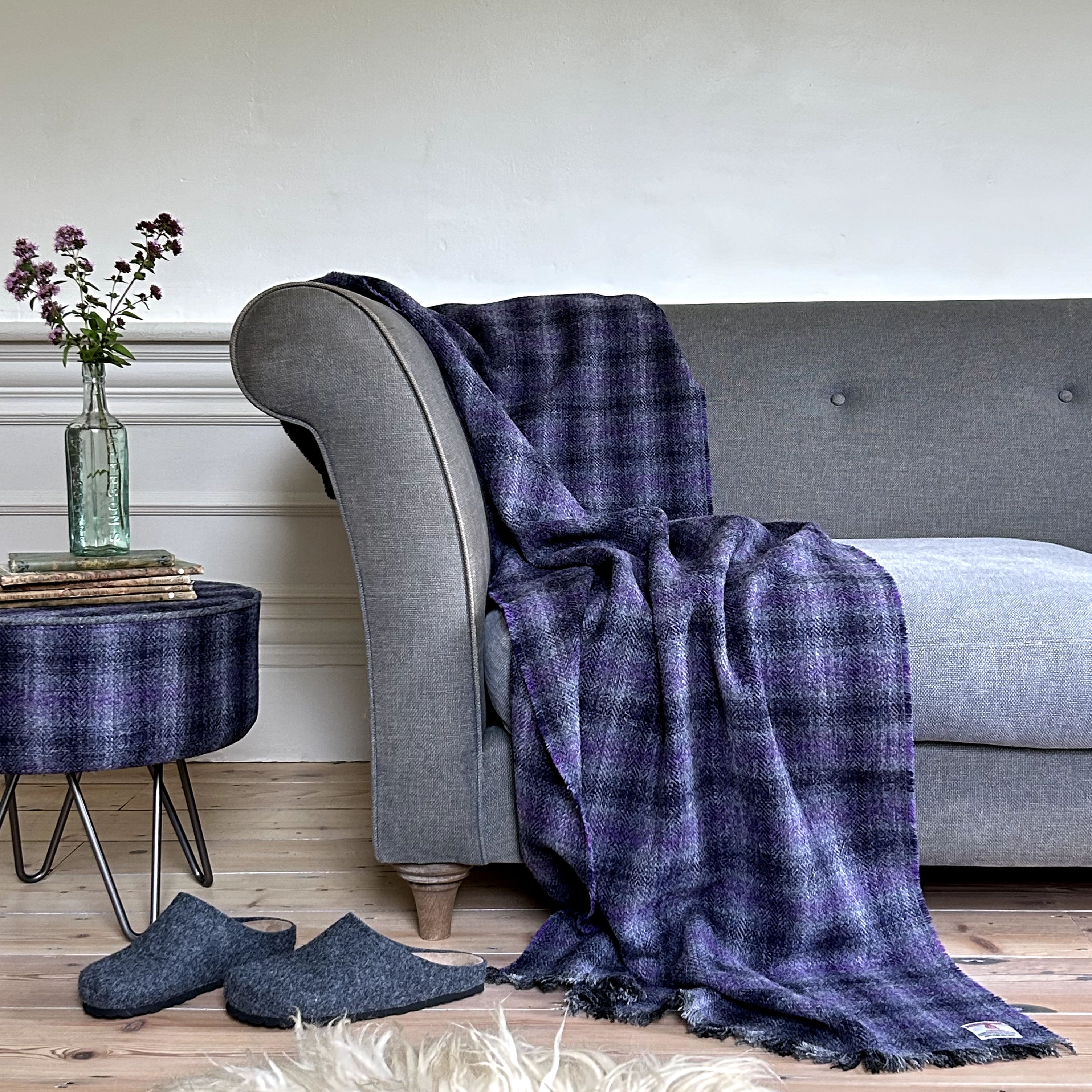 William & Irene Harris Tweed Thistle & Flint Wave Wrap Blanket