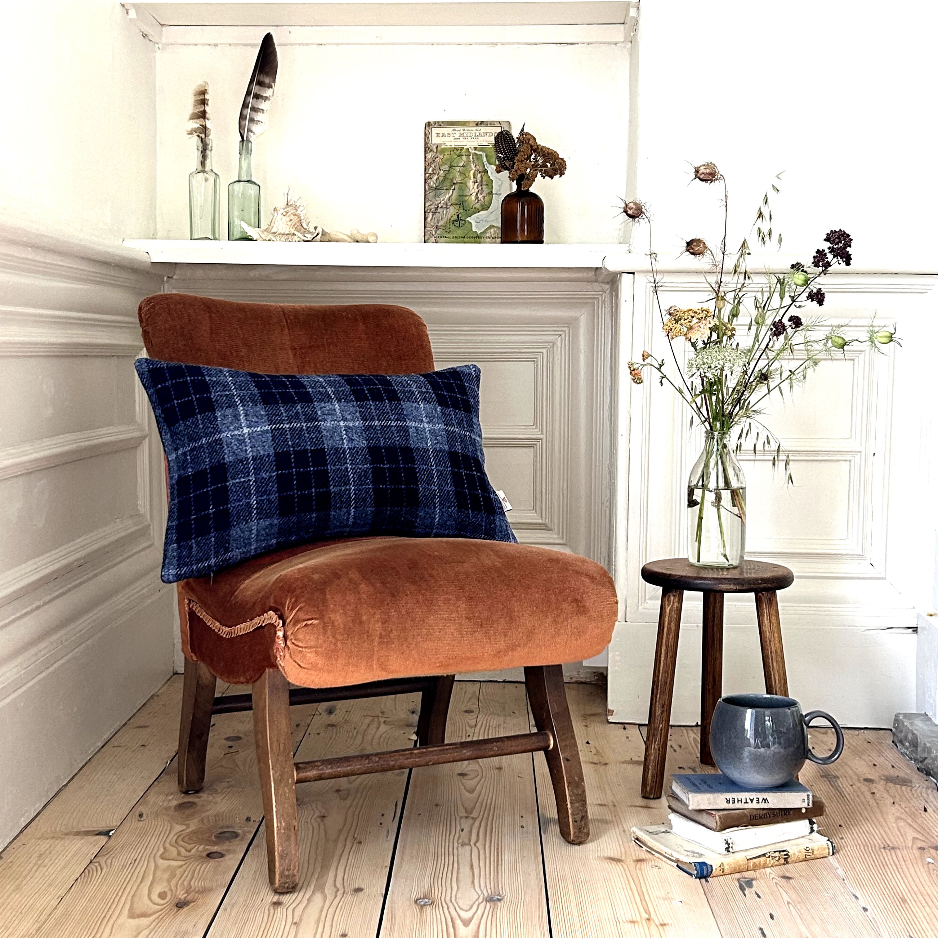 Denim MacLeod Tartan Lumbar Cushion