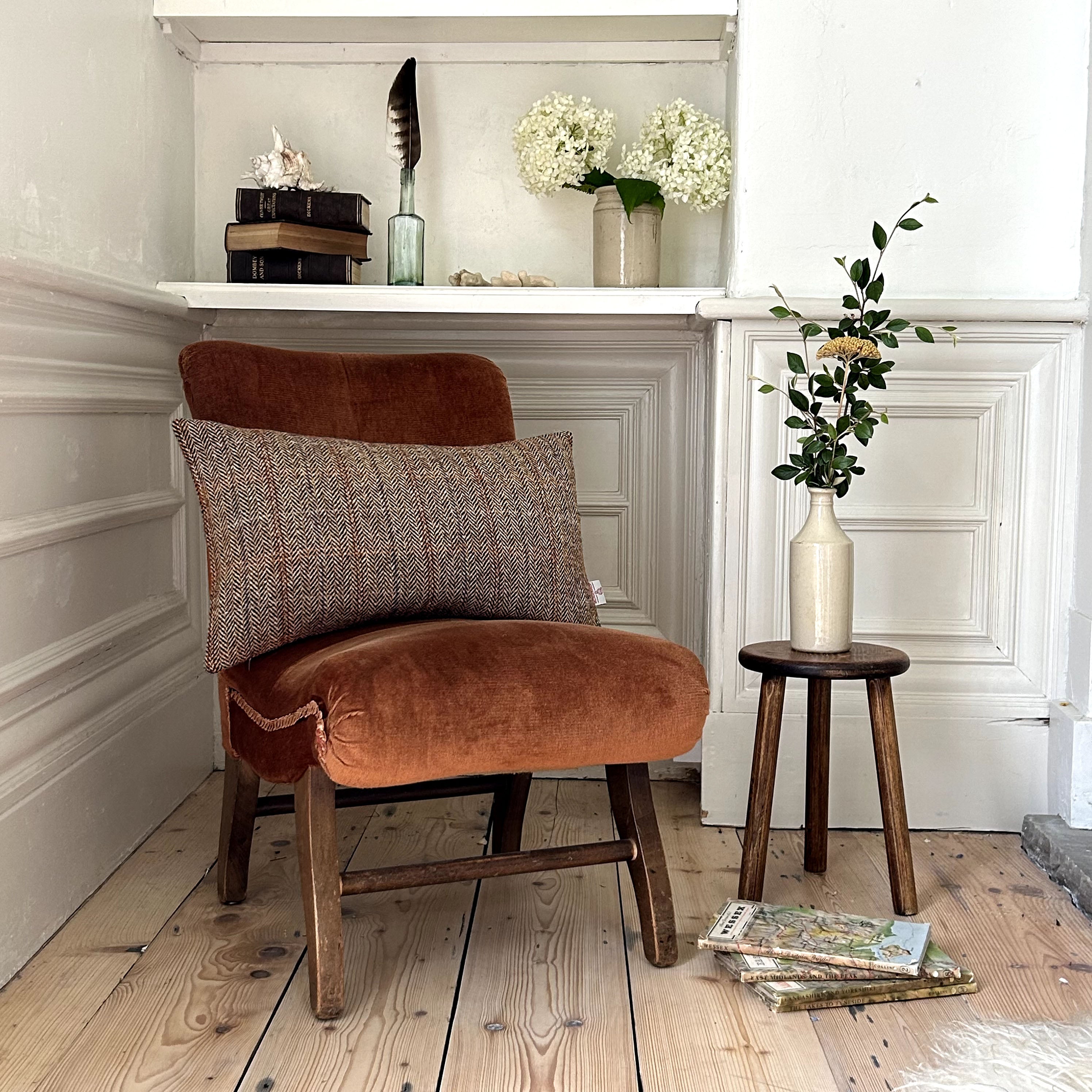 William & Irene Harris Tweed Eriskay Herringbone Lumbar Cushion