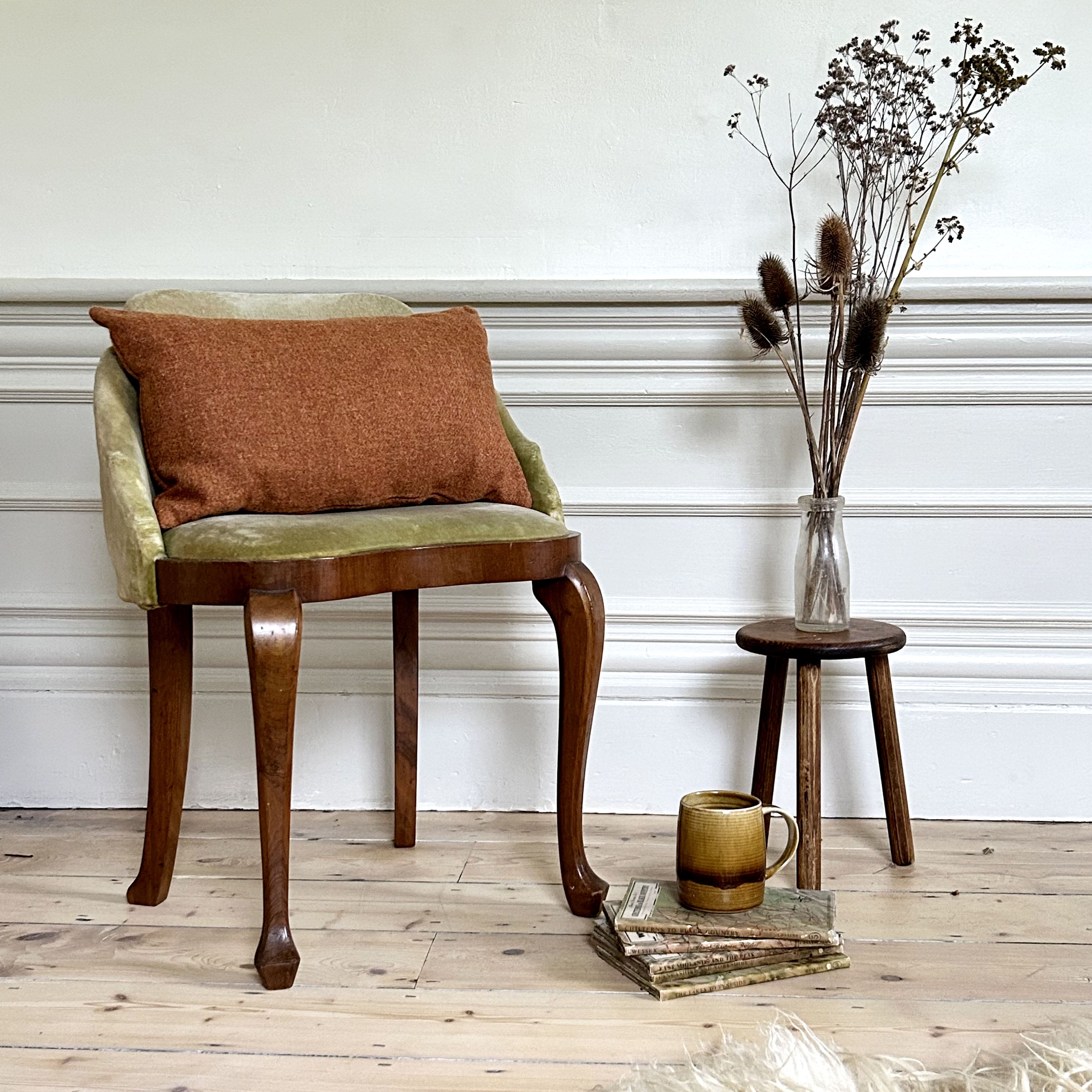 William & Irene Harris Tweed Terracotta Lumbar Cushion