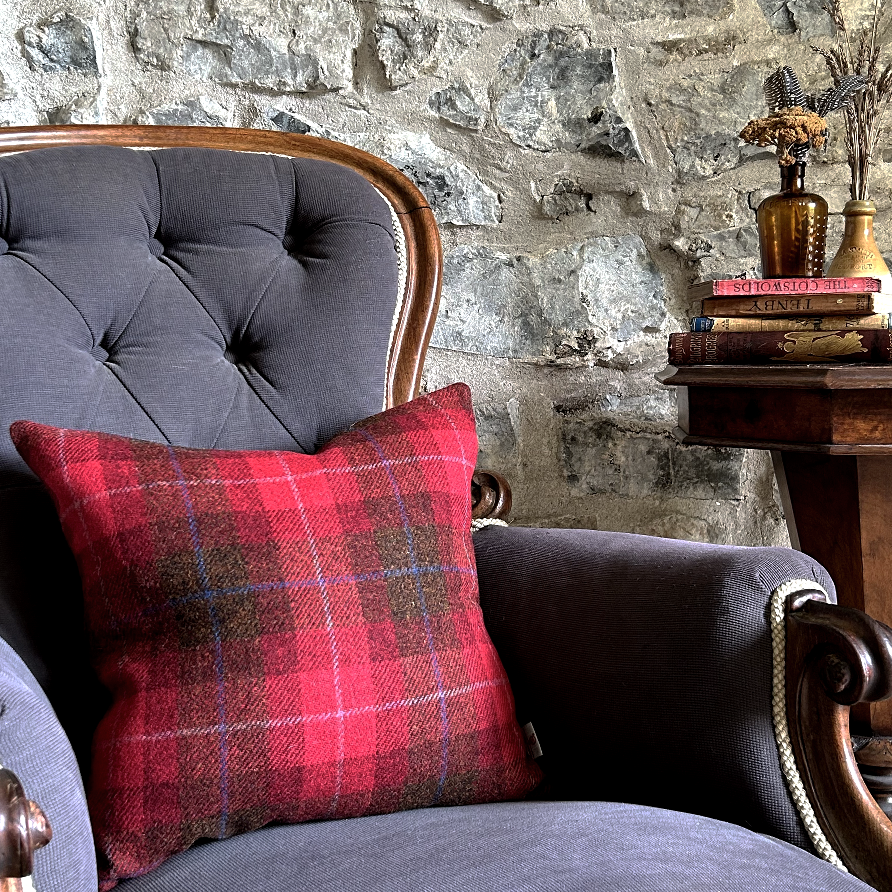 Winterberry Tartan Square Cushion