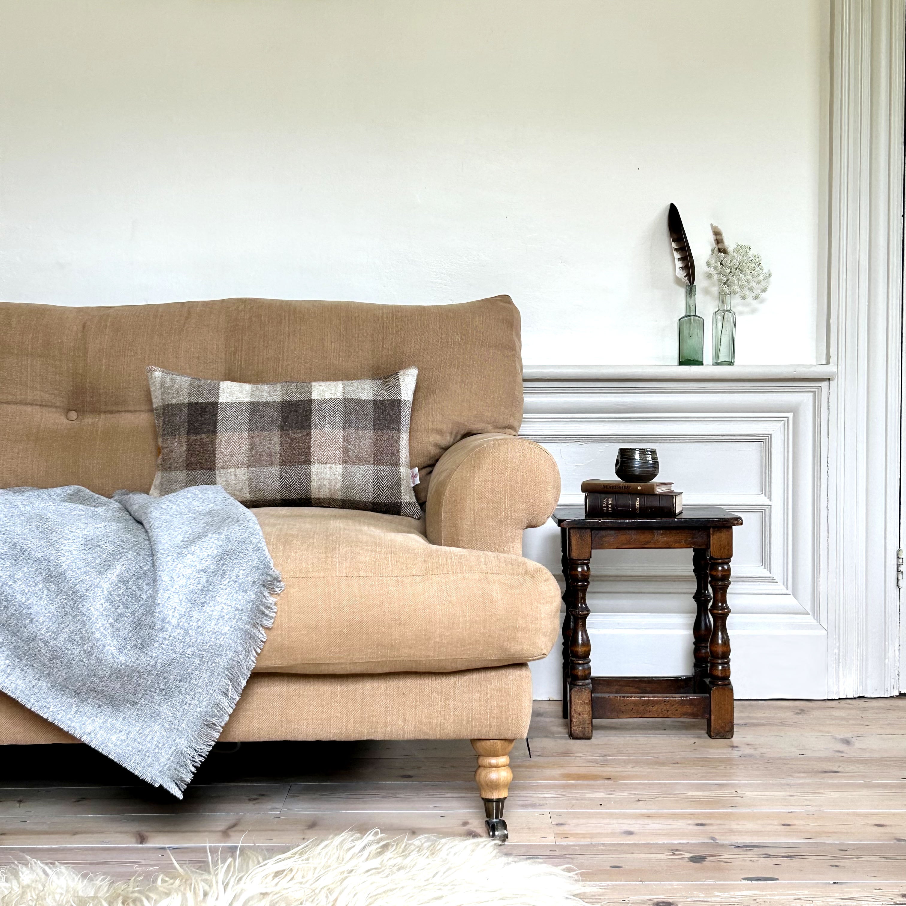 William & Irene Harris Tweed Tarbert Herringbone Lumbar Cushion