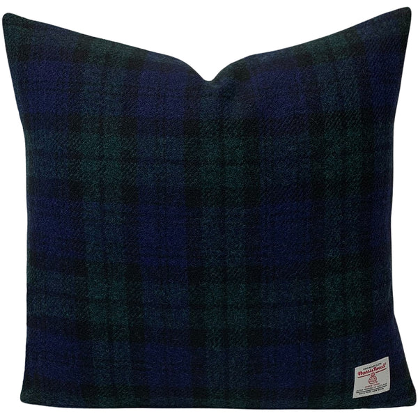 Harris Tweed Black Watch Square Cushion with Feather Filled Pad