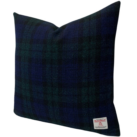 Harris Tweed Black Watch Square Cushion with Feather Filled Pad
