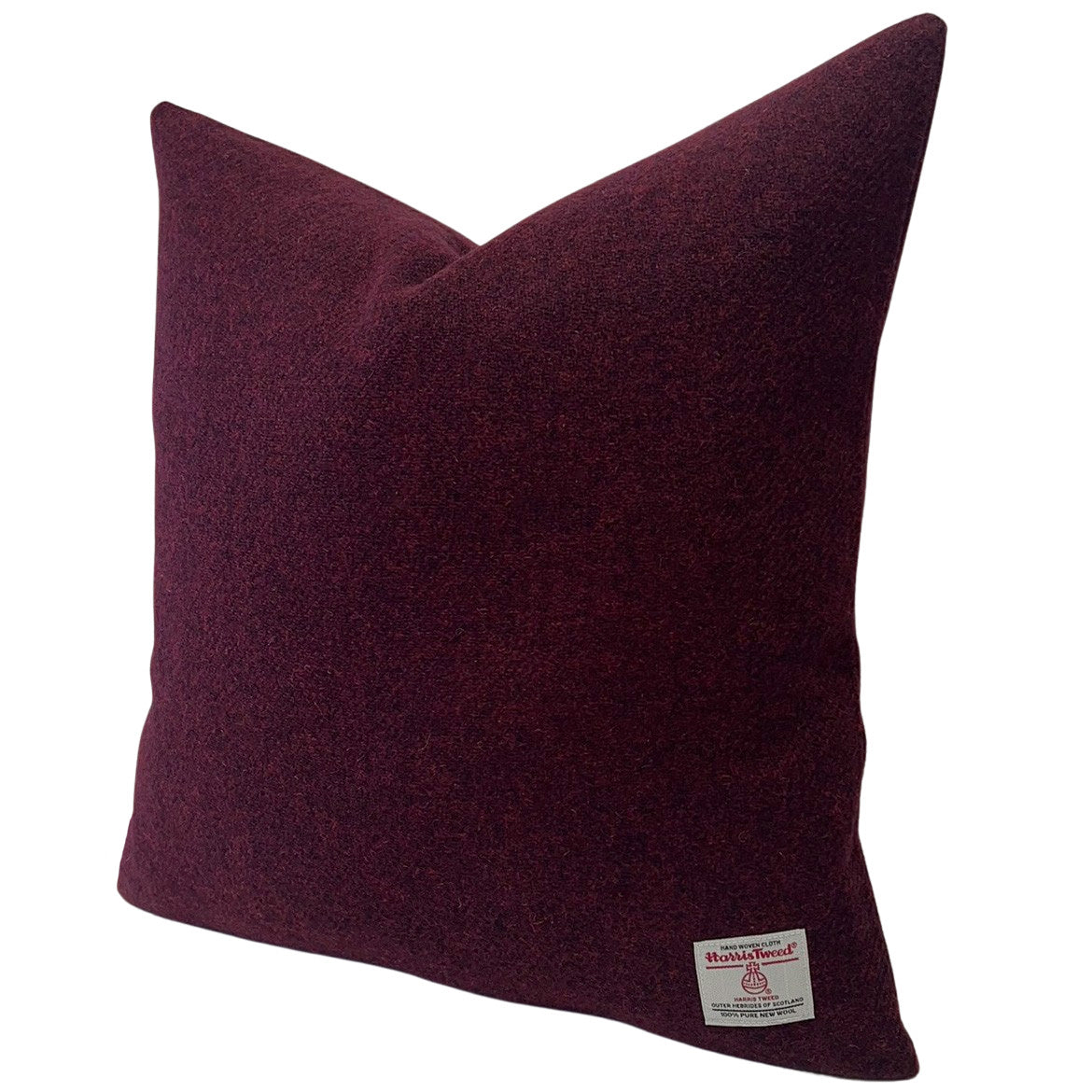 Harris Tweed Claret Red Cushion with Feather Filled Pad
