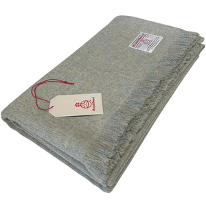 Harris Tweed Duck Egg Blue Large Throw Blanket