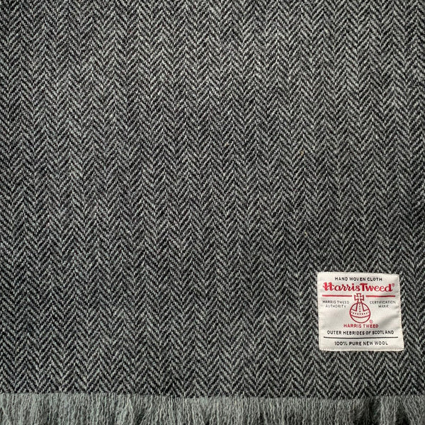 Harris Tweed Grey Herringbone Extra Large Luxury Throw Blanket