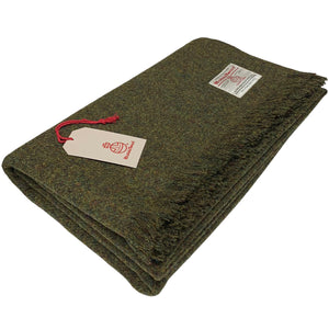 Harris Tweed Pure Wool Extra Large Moss Green Throw Blanket
