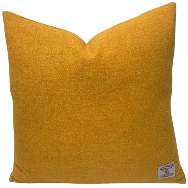 Harris Tweed Mustard Yellow Square Cushion with Feather Filled Insert