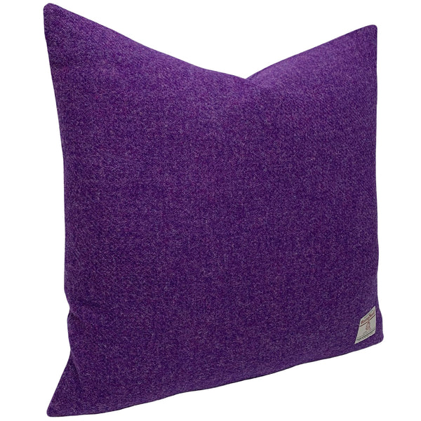 Harris Tweed Rich Purple Square Cushion with Feather Filled Insert