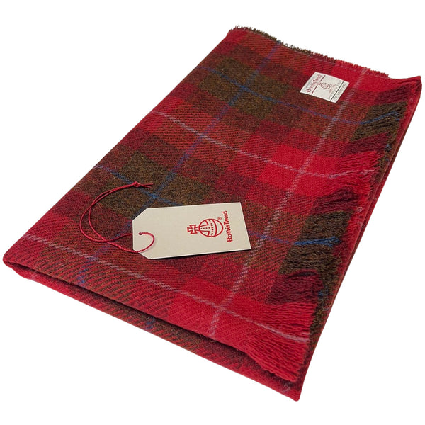 Harris Tweed Red & Brown Tartan Travel Lap Blanket