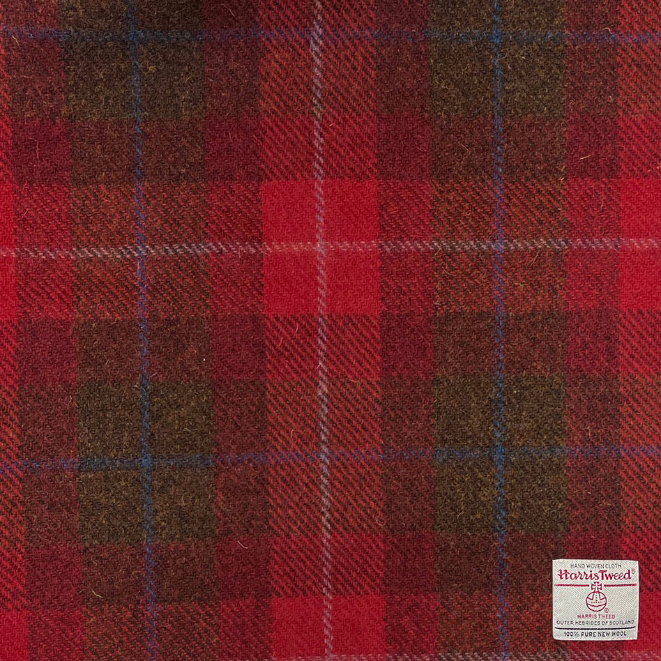 Harris Tweed Red & Brown Tartan Wrap Blanket