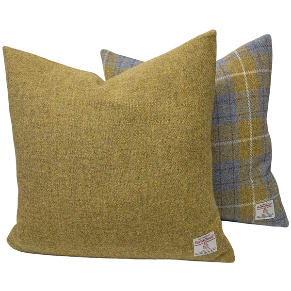 Harris Tweed Mustard Beige Cushion with Feather Filled Insert
